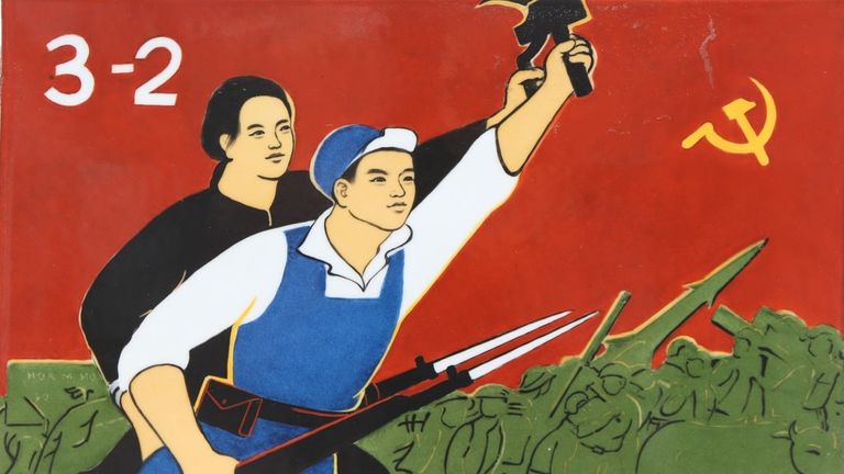 Tranh tuyên truyền ghi dấu ấn ngày kỷ niệm thành lập Đảng Cộng Sản Việt Nam | Nguồn: Bảo tàng Phụ nữ Việt Nam tại Hà Nội