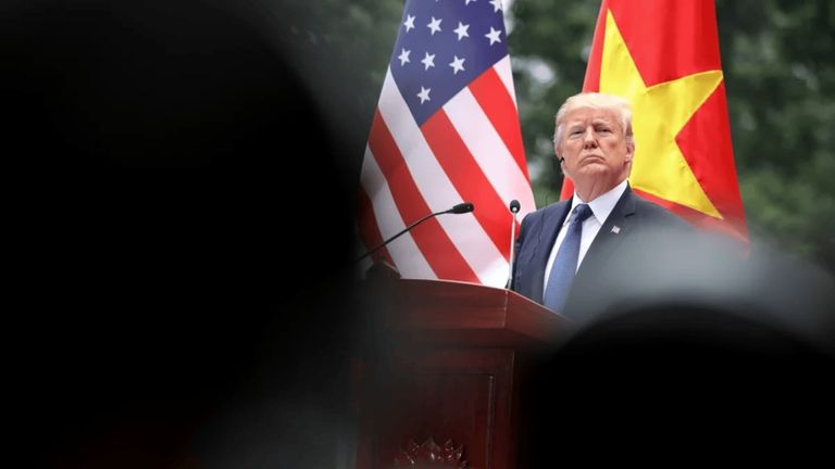 US President Donald Trump in Hanoi. | Source: Luong Thai Linh for AFP via Getty Images
