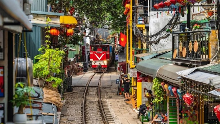 The famous Train Street in Hanoi. | Source: VietJet Air