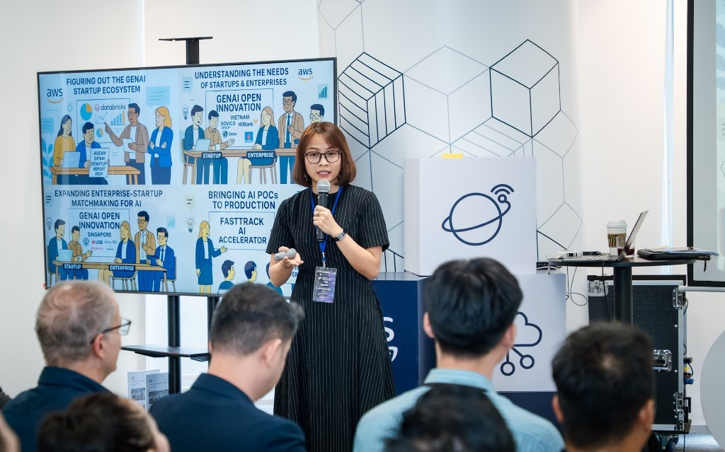 Bà Laura Nguyễn Giám đốc Điều hành GenAI Fund tại sự kiện GenAI Open Innovation Vietnam 2025 vào ngày 372025 | Nguồn Nhân Dân