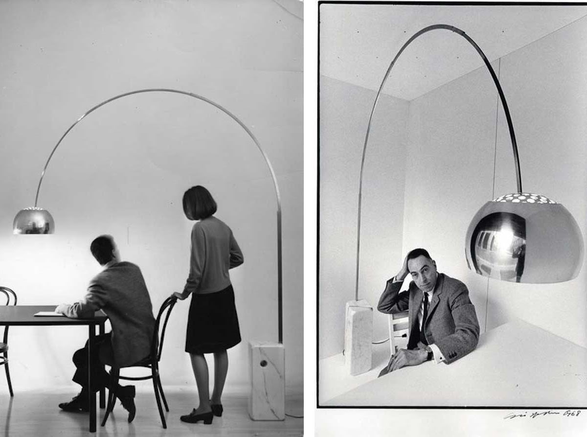 Achille Castiglioni bên chiếc đèn Arco của mình Nguồn Interior Notes Achille Castiglioni bên chiếc đèn Arco của mình Nguồn Interior Notes