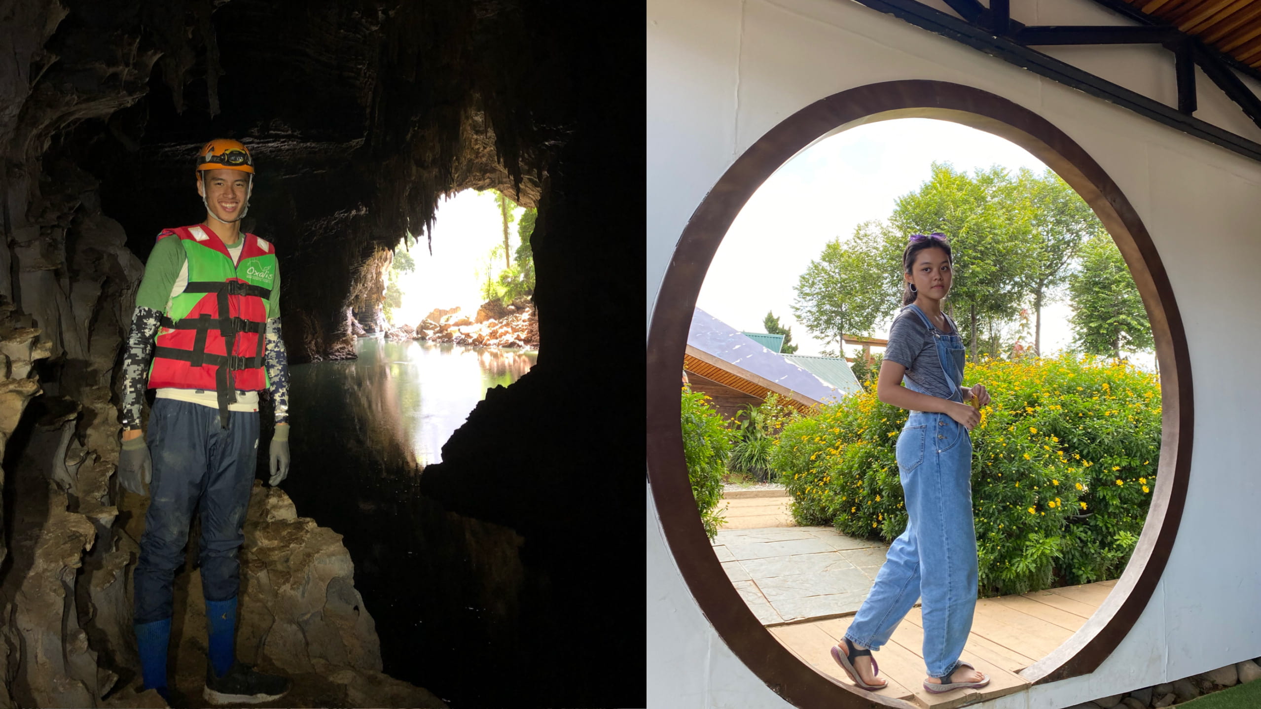 Cedric left on a caving expedition in Động Phong Nha and Serena right | Source Cedric and Serena