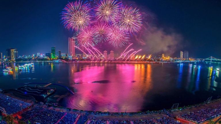 Màn trình diễn tại Lễ hội Pháo hoa Quốc tế Đà Nẵng. | Nguồn: VNA