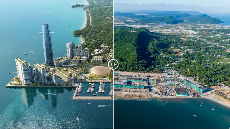 Construction of the 22 trillion VND (USD 836 million) mega-project to serve APEC 2027 in Phu Quoc. | Source: Z News