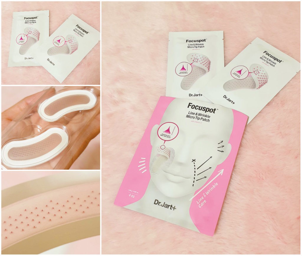 Miếng dán Dr Jart Focuspot Line Wrinkle Micro Tip Patch có chứa axit hyaluronic vitamin E và peptide làm giảm các nếp nhăn quanh miệng sau khi sử dụng khoảng 8 - 10 tiếng | Nguồn aFamily