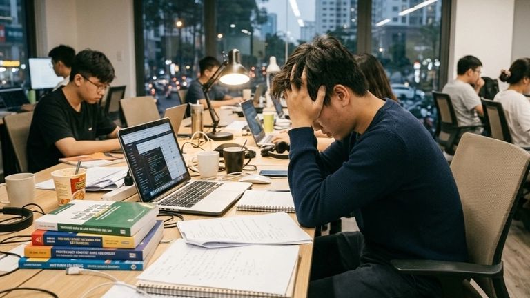 For the first time, work stress will be included in public mental health monitoring. | Source: Thanh Nien