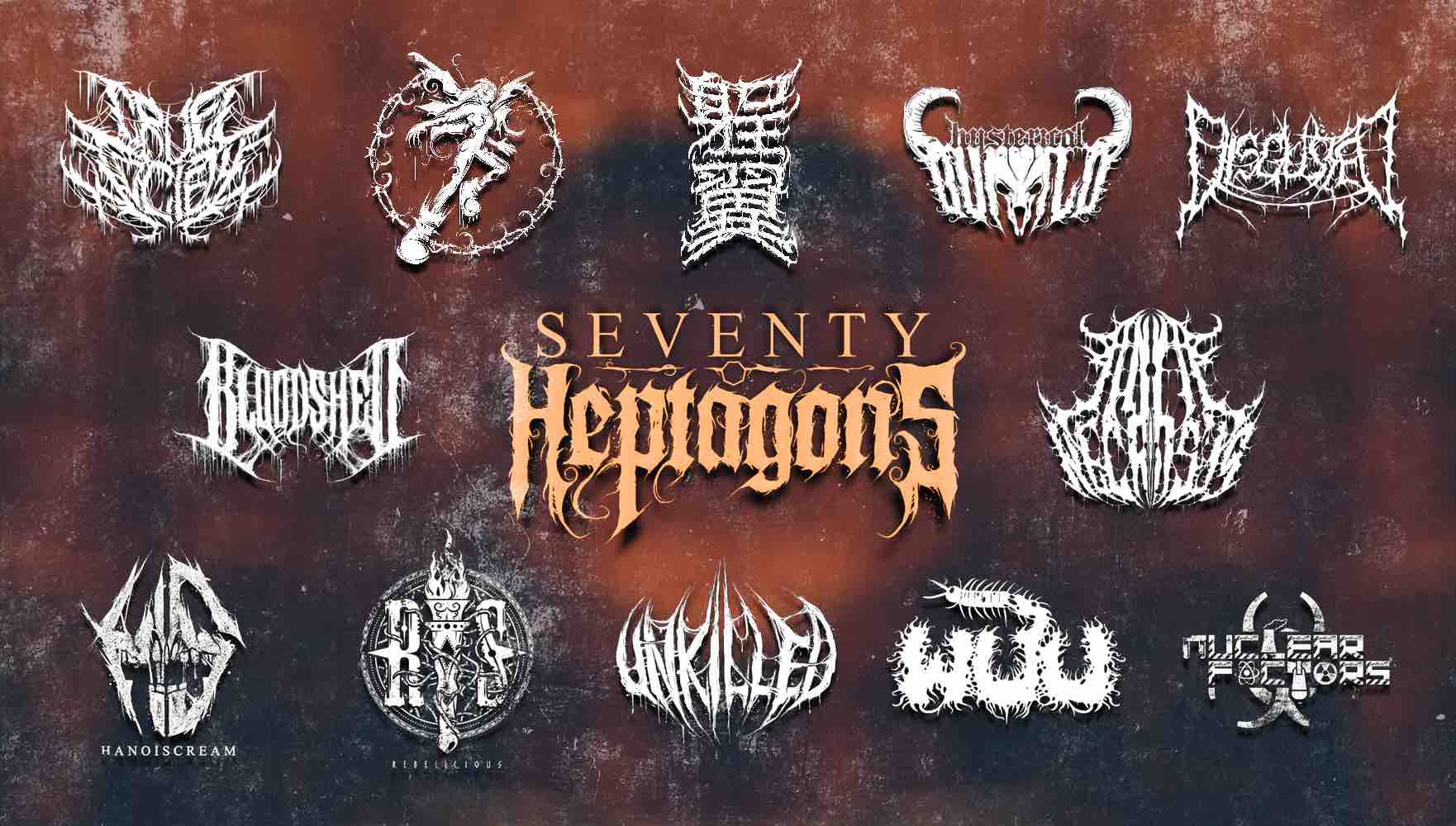 Logo của các band metal từ 2015 - 2020 được thiết kế dưới tên Seventy Heptagons