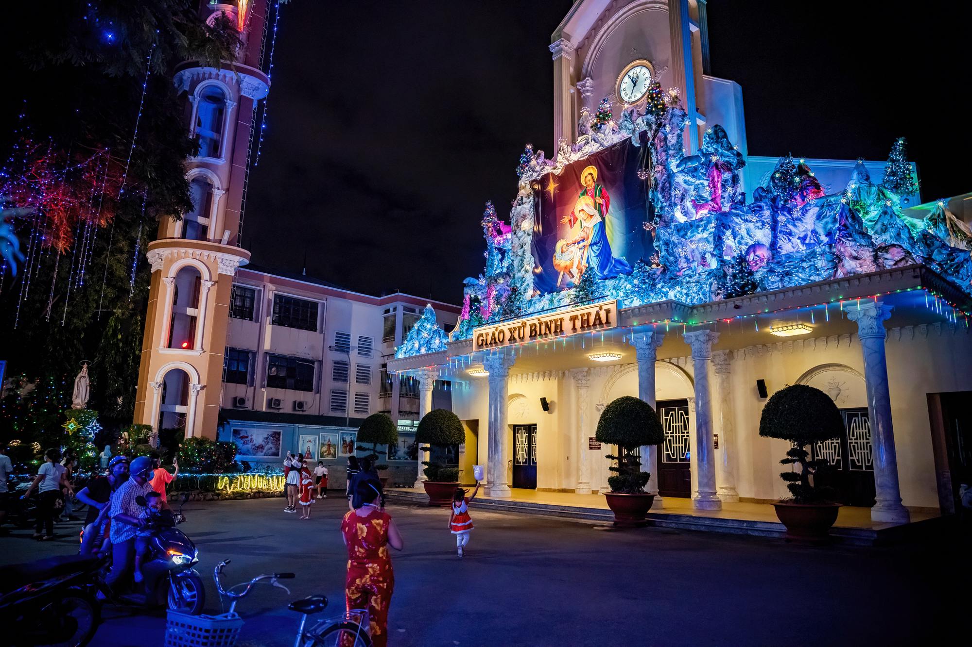 Binh Thai Church is frequented by Catholics and non-Catholics alike during Christmas because of its colorful decors