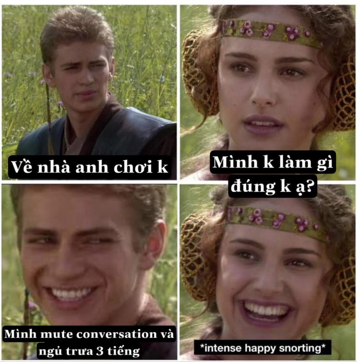 Thậm chí một số nơi còn chế meme phong cách đảo ngược biểu cảm của nhân vật Padme | Nguồn Ngoa Thậm chí một số nơi còn chế meme phong cách đảo ngược biểu cảm của nhân vật Padme | Nguồn: Ngoa