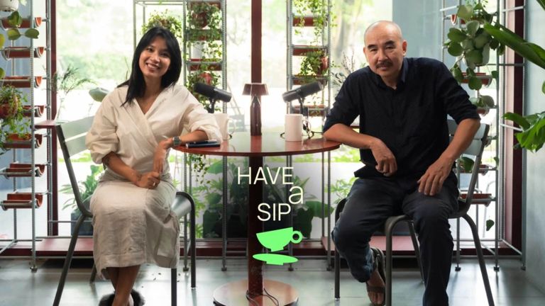 Director Bùi Thạc Chuyên and host Thùy Minh at Have A Sip. | Source: Khooa Nguyễn for Vietcetera.
