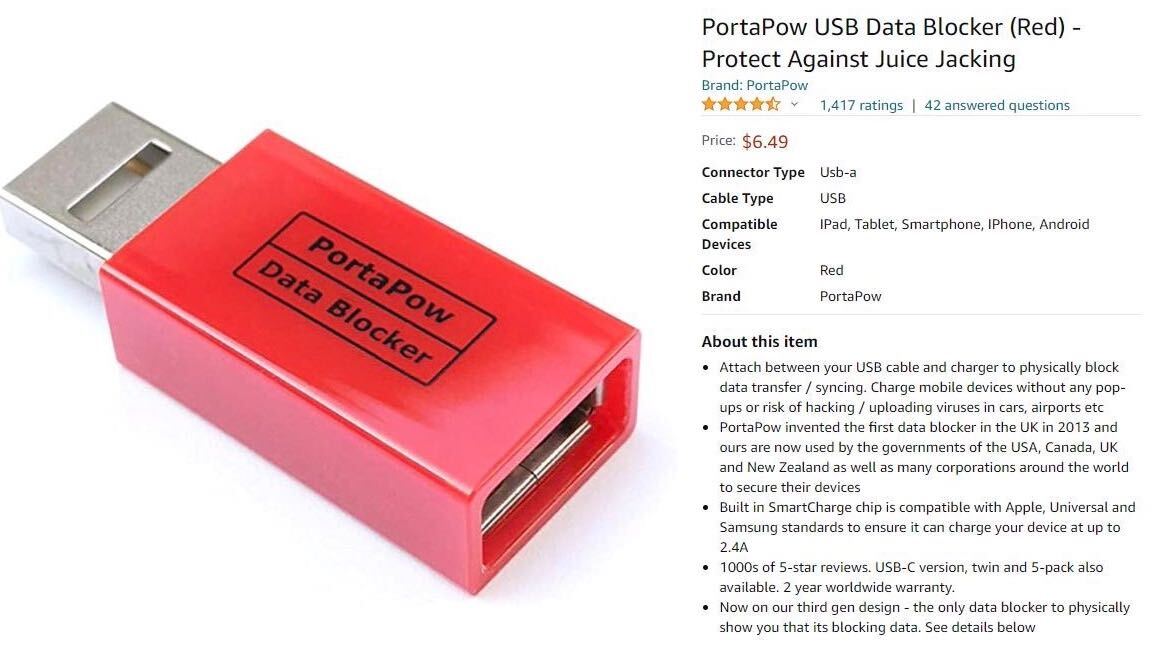 Thiết bị PortaPow USB Data Blocker