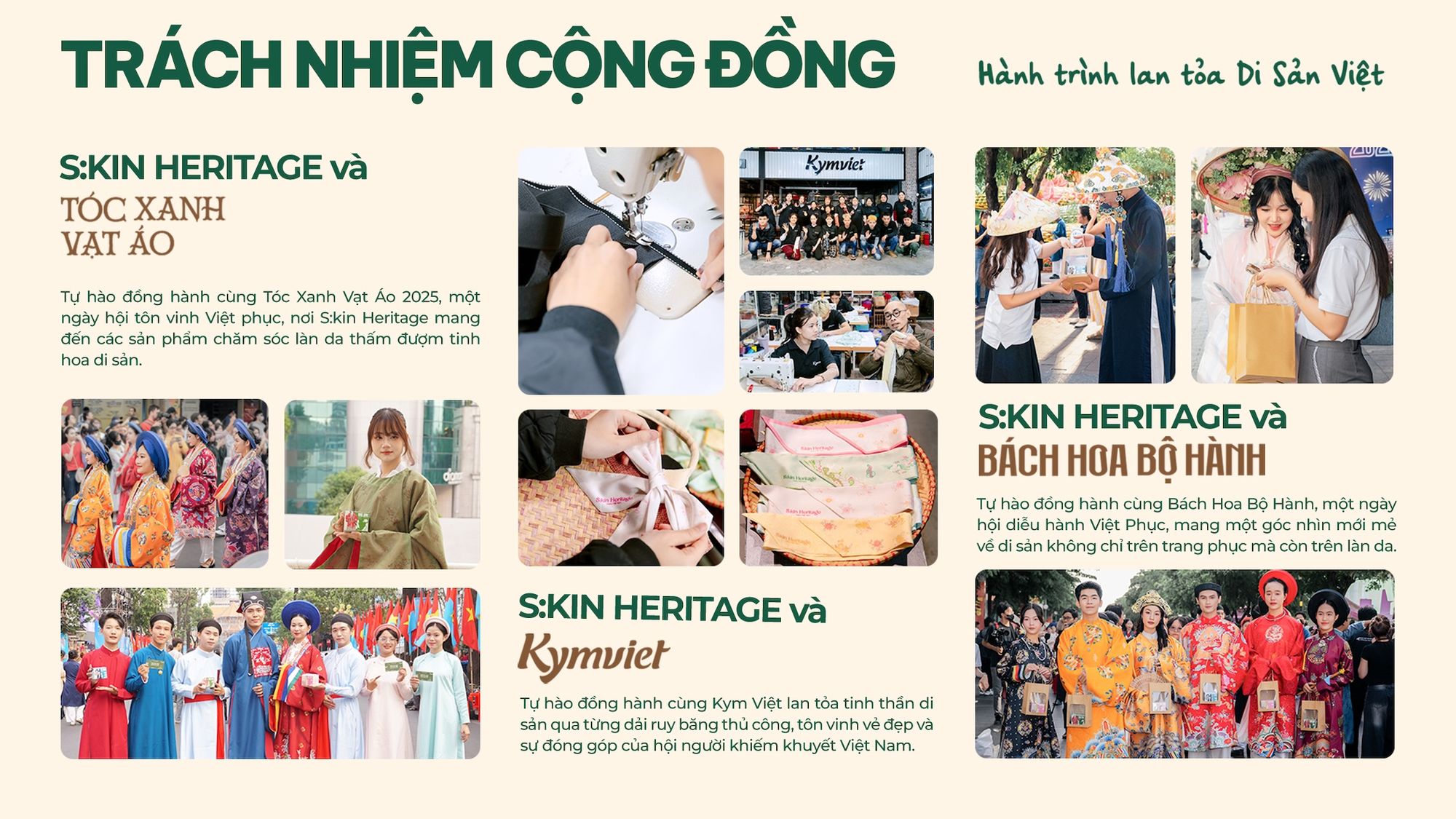 Skin Heritage và hành trình lan tỏa Di sản Việt Đồng hành cùng Sự kiện Tóc Xanh Vạt Áo Sự kiện Bách Hoa Bộ Hành và tổ chức Kym Việt | Nguồn Skin Heritage