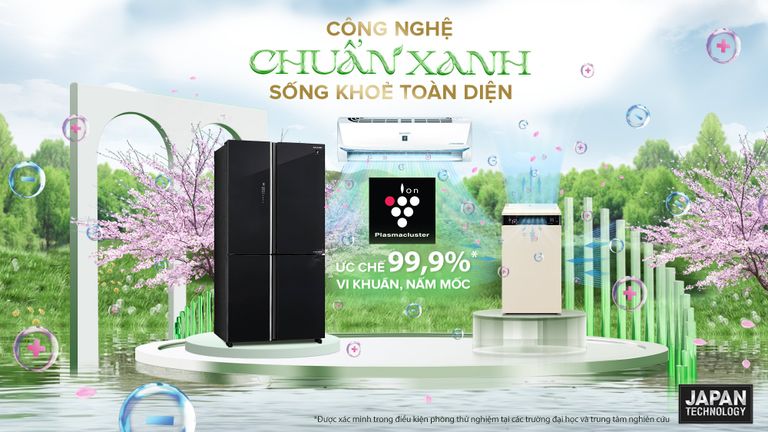Công nghệ diệt khuẩn Plasmacluster ion độc đáo từ Nhật – giáp pháp khỏe lành toàn diện. | Nguồn: Sharp