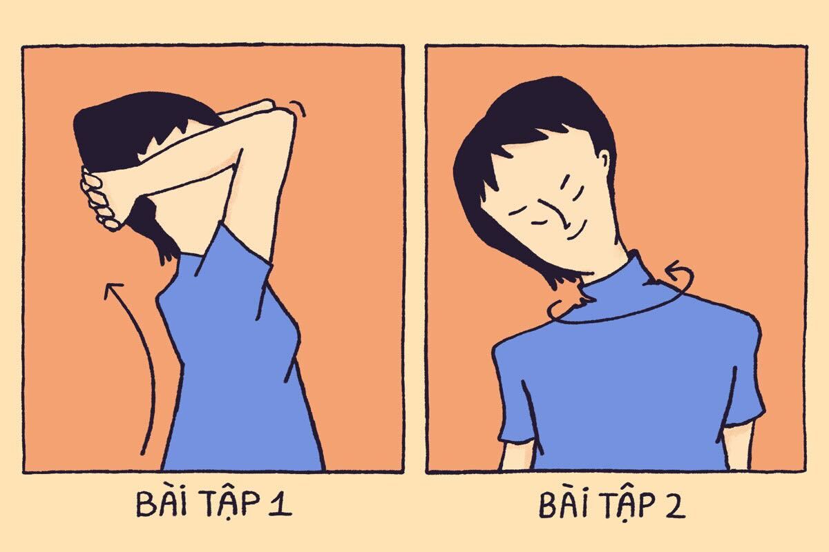 Các bài tập giãn cổ vai gáy đơn giản mà hiệu quả | Nguồn Minh Thu @hazysoda21 cho Vietcetera