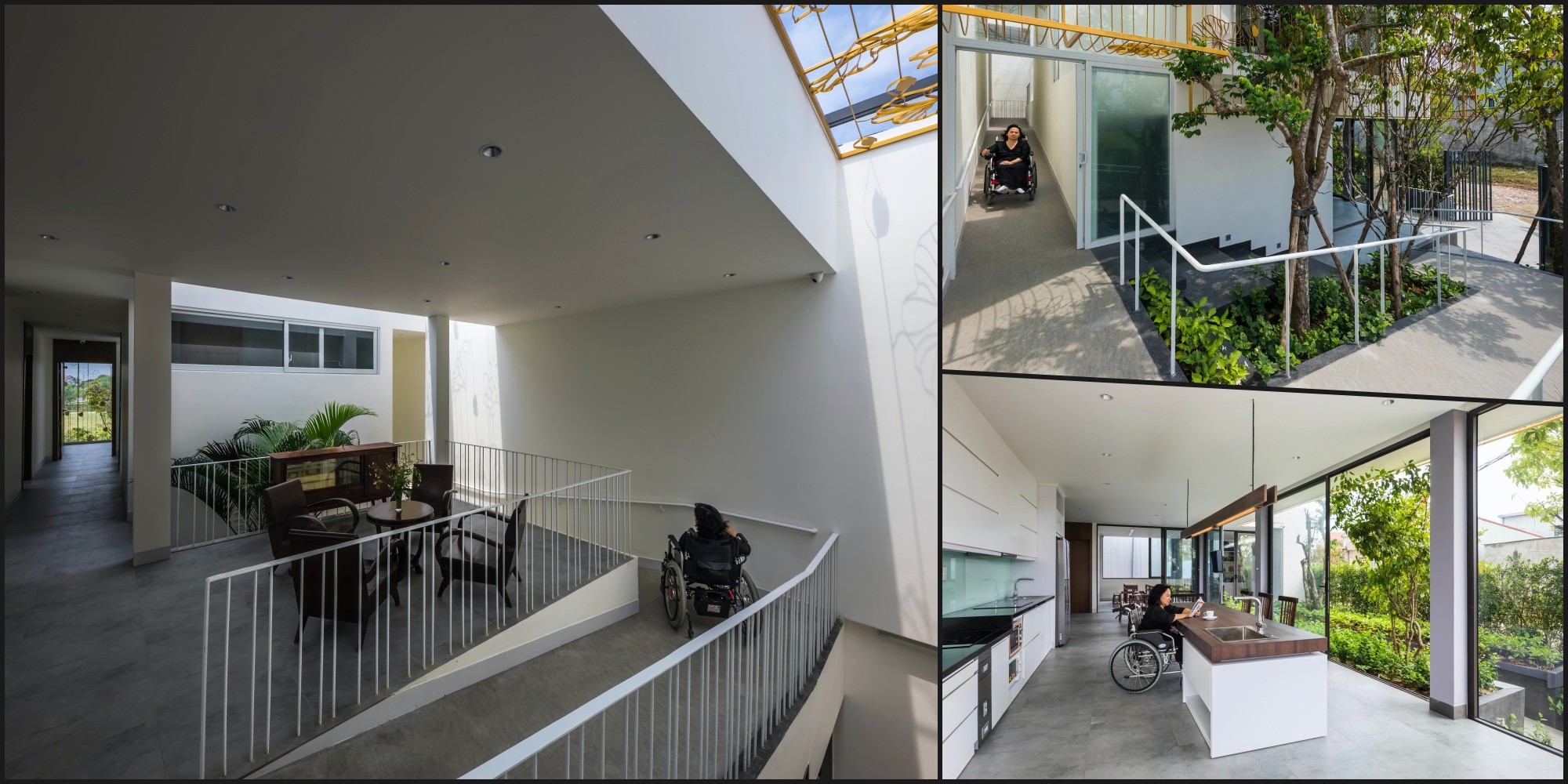 Both stories are broad and uncluttered with plenty of space in which to maneuver a wheelchair