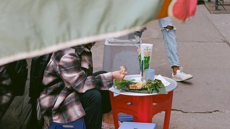 Munching on the sidewalk at Mắm NYC: It can’t get more Vietnamese than this in New York. | Source: @mam.nyc/ @35mmsophie