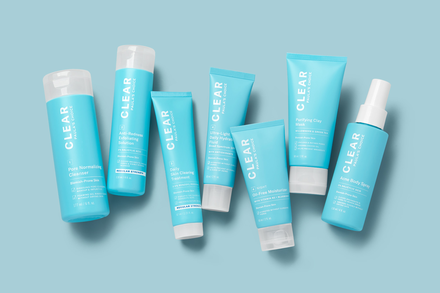 Dòng sản phẩm trị mụn Clear của Paula’s Choice | Nguồn Paulas Choice Non-comedogenic