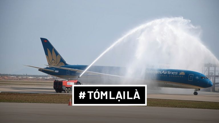 Máy bay Boeing 787 của Vietnam Airlines chính thức “xông đất” Long Thành sáng 19/12. | Nguồn: Báo Người Lao Động