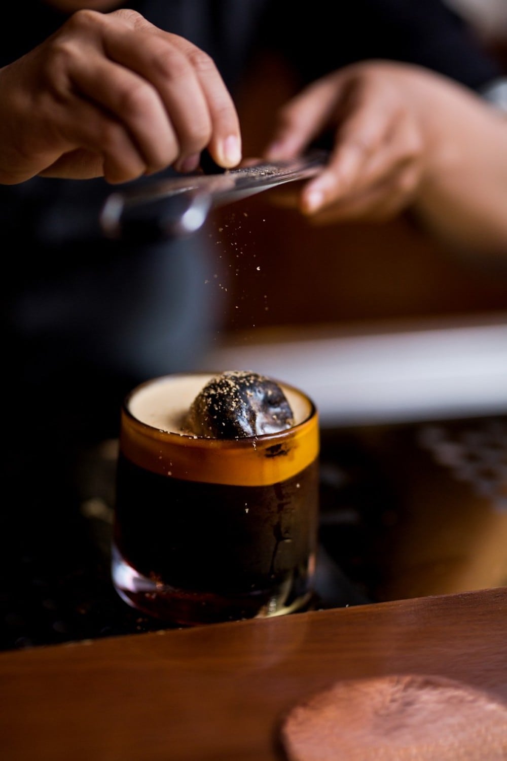 Firkin’s “Cafe Ba” created by their bar manager Grace for the Bacardi Legacy Cocktail Competition Southeast Asia contains Bacardi 8 Jumping Goat coffee liqueur Frangelico cold brew coffee salted caramel and tonka bean Vote Now For Saigons Bar Of 201815