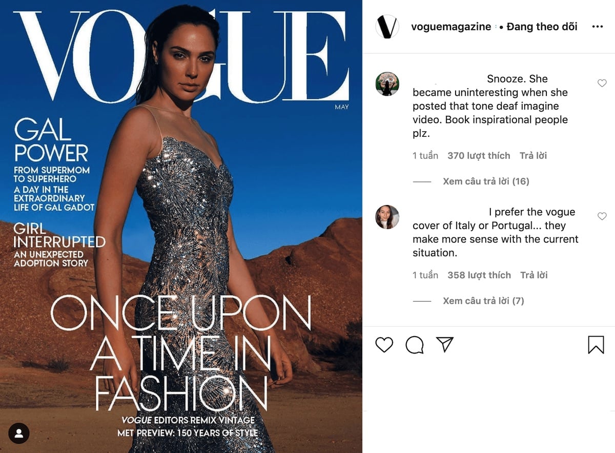 Bìa ấn phẩm tháng 52020 của American Vogue nhận phải nhiều chỉ trích từ phía độc giả do thiếu tính thức thời Bìa ấn phẩm tháng 52020 của American Vogue nhận phải nhiều chỉ trích từ phía độc giả do thiếu tính thức thời